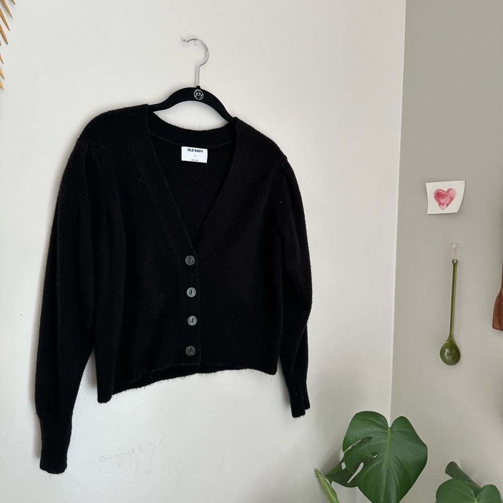 Old Navy Cropped Black Button Down Cardigan